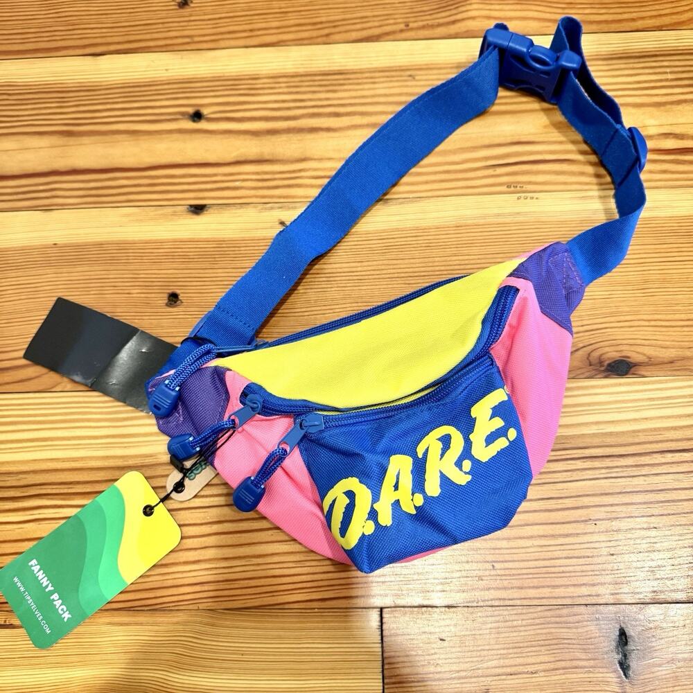 NWT Tipsy Elves Retro DARE Fanny Pack 80s 90s Neon Waist Bag Multicolor Pink